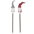 Gnome-dekorasjonsfigur med stripete hatt på trepinne, 46 cm, 6 deler | Floristik24.no