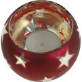 Floristik24 Lyktglass telysglass med stjerner rød Ø9cm H7cm