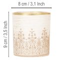 Telysholder i glass med blomstermønster, Ø8 cm H9 cm, 2 stk. | Floristik24.no