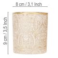 Telysholder i glass med paisleymønster, Ø8 cm, H9 cm, 2 stk. | Floristik24.no