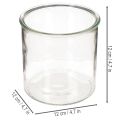 Telysholder i glass, rund, klart glass, allsidig, 12 cm, 2 stk. | Floristik24.no