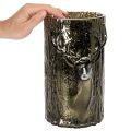 Telysholder i glass med hjortehode og trerelieffer, vinterdekorasjon, 26 cm | Floristik24.no