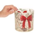 Glasslyktholder med rødt bånd og vintergrener, 15 cm | Floristik24.no