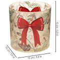 Glasslyktholder med rødt bånd og vintergrener, 15 cm | Floristik24.no