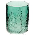 Floristik24 Telysholder i glass med grantrær i relieff, juledekorasjon, 16 cm