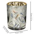 Lysestake med fugler, vinterdesign, blank, 12 cm | Floristik24.no