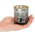 Telysholder i glass med fugle- og snøfnuggmotiv, 8 cm, 2 stk. | Floristik24.no