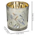Telysholder i glass med fugle- og snøfnuggmotiv, 8 cm, 2 stk. | Floristik24.no