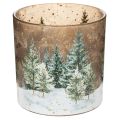 Floristik24 Telysholder i glass med granskogmotiv, vinterdekorasjon, 15 cm