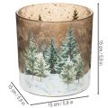 Telysholder i glass med granskogmotiv, vinterdekorasjon, 15 cm | Floristik24.no