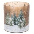 Floristik24 Telysholder i glass med vinterskog i snø, juledekorasjon, 20 cm