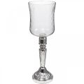 Floristik24 Lyktglass lysglass antikk utseende klar, sølv Ø11,5cm H34,5cm