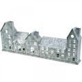 Rekkehus, metalldekorasjon for belysning, adventsdekorasjon, sølvlykt L52cm H20cm | Floristik24.no