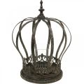 Floristik24 Krone som lykt, lysdekor, metallkrone, antikk utseende, H28cm, Ø21cm