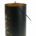 Floristik24 Deco lanterne rund med håndtak skogmetall sort, gull Ø16cm H26cm