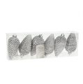 Floristik24 Kjegler for hengende plast, glimmer 9,5 cm sølv 6stk