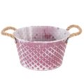 Floristik24 Sinkskål, diamantformet med tauhåndtak, fiolett/hvitvasket, Ø24,5 cm H14 cm