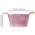 Sinkskål, diamantformet med tauhåndtak, fiolett/hvitvasket, Ø24,5 cm H14 cm | Floristik24.no
