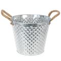 Floristik24 Sinkgryte, diamantformet, med tauhåndtak, hvitkalket, Ø24,5 cm H21 cm