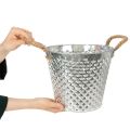 Sinkgryte, diamantformet, med tauhåndtak, hvitkalket, Ø24,5 cm H21 cm | Floristik24.no