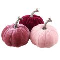 Floristik24 Dekorative gresskar flokket burgunder rosa Ø13cm H11,5cm 3 stk.
