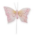 Floristik24 Dekorativ sommerfugl på trådpastell 8cm 12stk