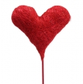 Floristik24 Blomsterknott sisal hjerte rød 10cm 12stk