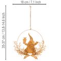 Juledekorering, reinsdyr i ring, julenissen med gave, metalldekorasjon, rusten overflate, Ø18 cm, sett med 2 | Floristik24.no