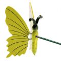 Floristik24 Sommerfugl på pinne 17cm gul
