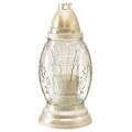 Floristik24 Gravlys glassvase retro gravlykt klar hvitt gull Ø11cm H26,5cm