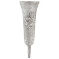 Floristik24 Grå gravvase med rosemotiv, 26 cm høy, 2 stk.