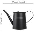 Stilig liten dekorativ vannkanne, svart metall, 30x13x17cm, 1,7l, blomsterkasse, dekorasjon til leilighet/balkong | Floristik24.no