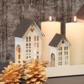 Fyrhussett metall tre hus på brett 35 cm 1 sett | Floristik24.no