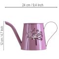 Dekorativ vannkanne i metall, med rosa løvetannmotiv, 12 cm, 2 stk. | Floristik24.no