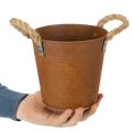Metallpotte med håndtak, urtepotte, rustdekorasjon Ø16,5 cm H15 cm | Floristik24.no
