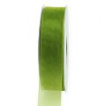 Floristik24 Organzabånd grønt gavebånd vevd kant olivengrønn 25mm 50m